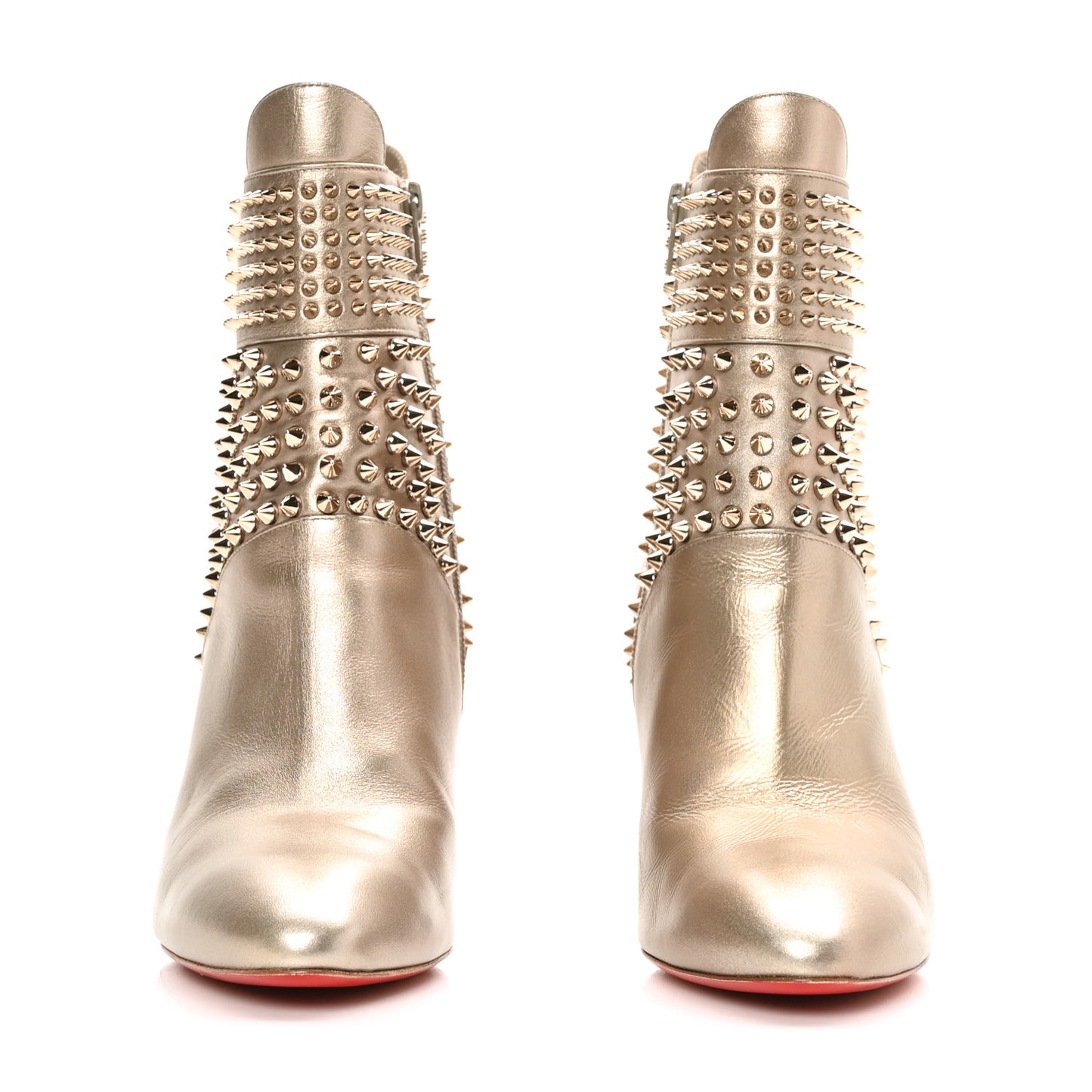 Calfskin Perle Spiked Hongroise 85 Ankle Boots 37.5 Colombe