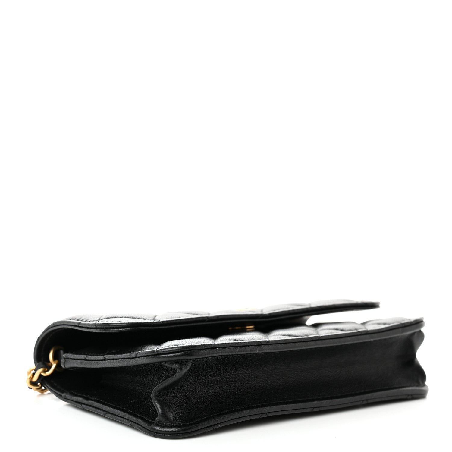 Chanel Lambskin Pearl Crush Quilted Flap Phone Holder With Chain Black 4 of 13