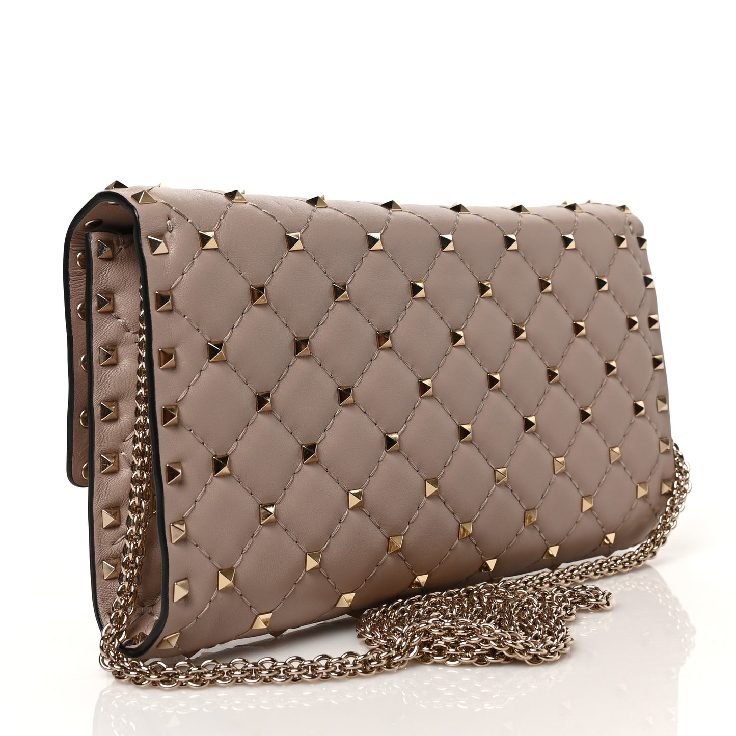 Nappa Rockstud Spike Wallet On Chain Poudre