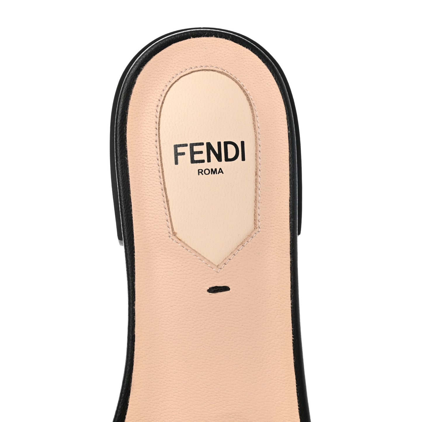 Nappa FF Embossed Flat Slide Sandals 37 Black