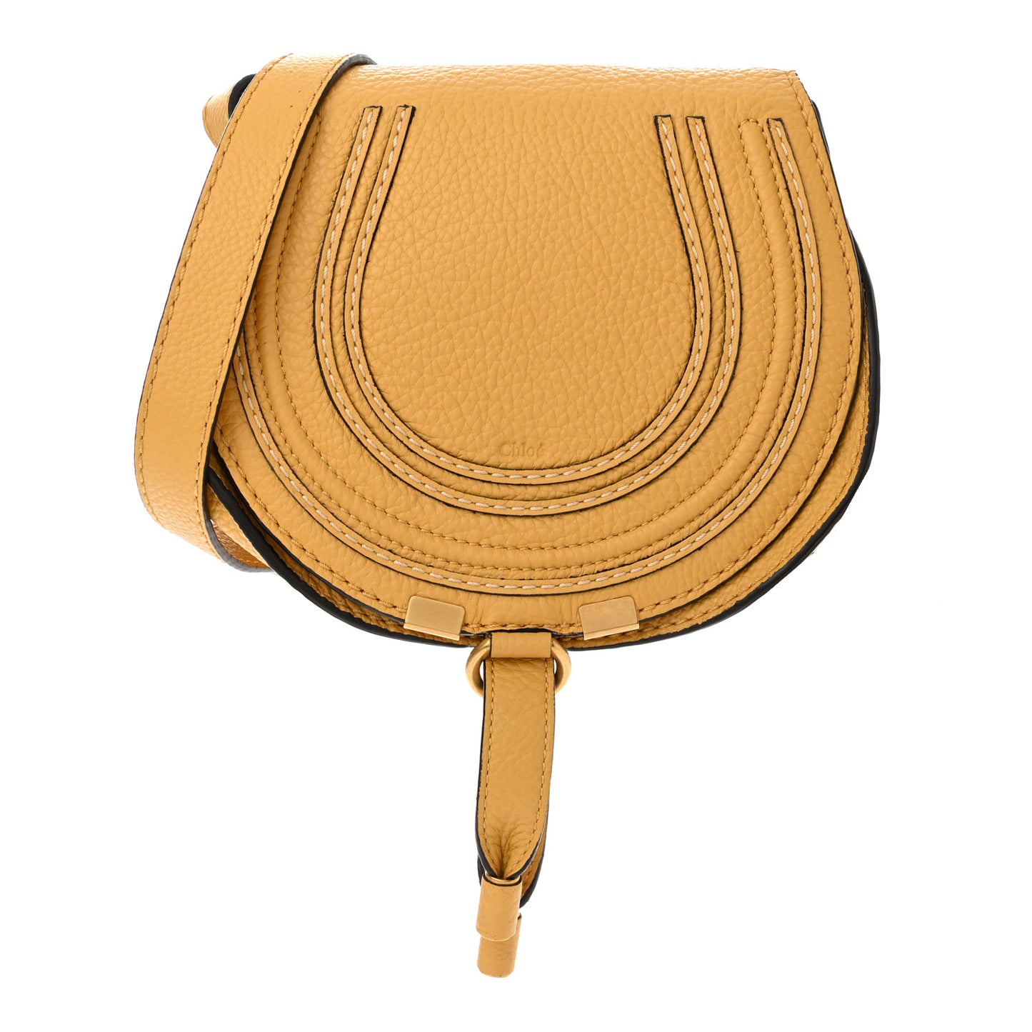 Calfskin Mini Marcie Round Crossbody Bag Honey Gold