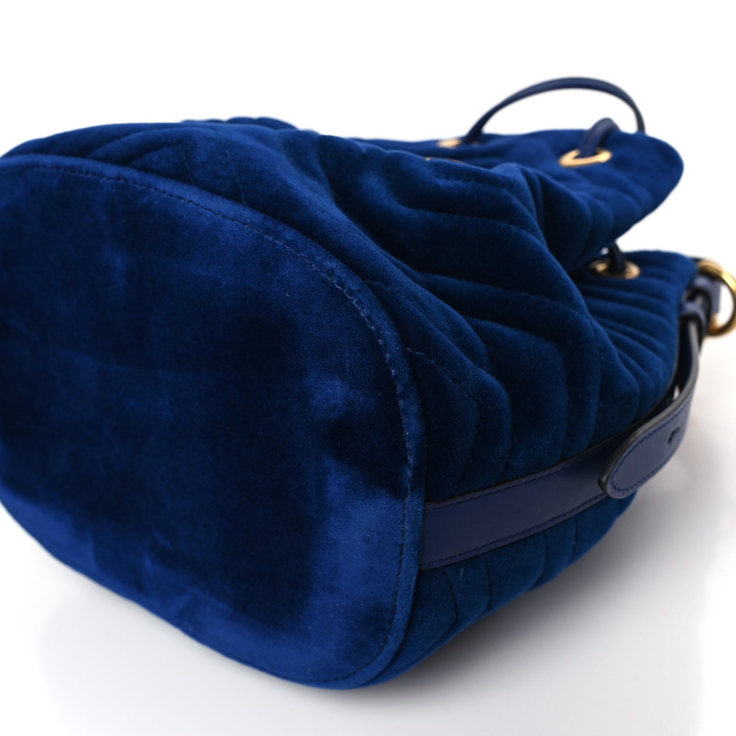 Velvet Matelasse GG Marmont Bucket Bag Cobalt Blue