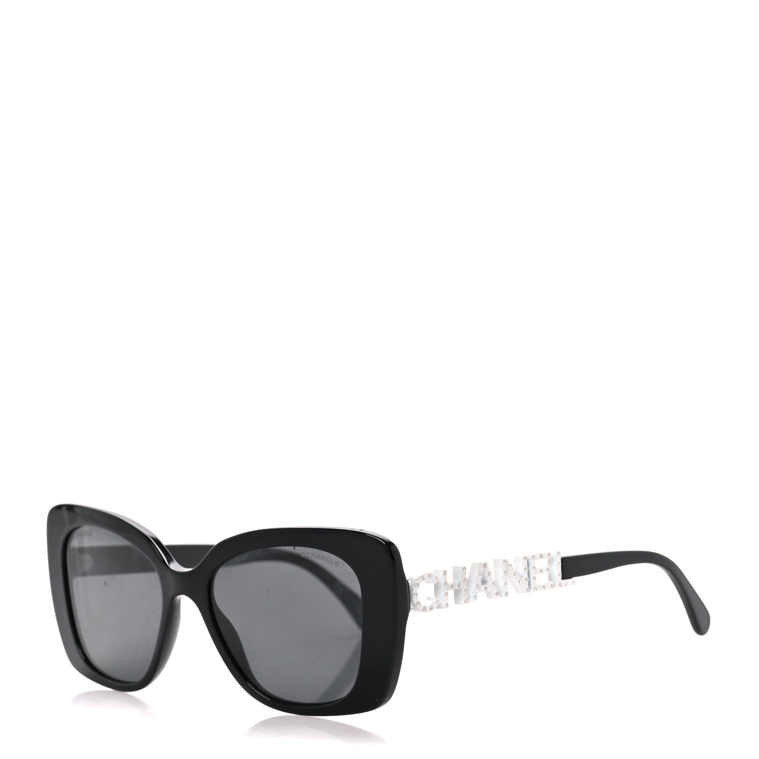 Chanel Acetate Strass Square Sunglasses 5422-B Black White 1 of 8