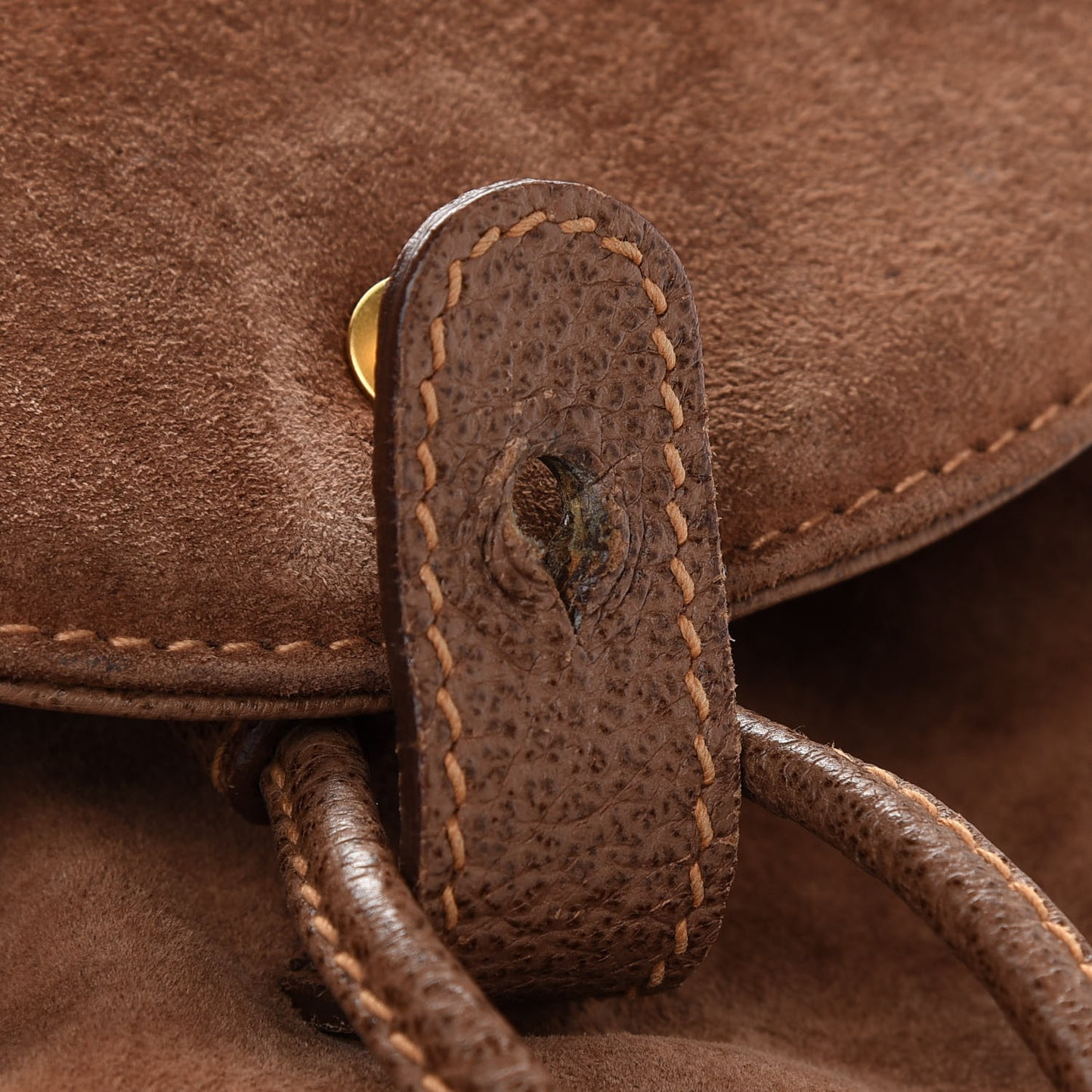 Suede Calfskin Bamboo Backpack Brown