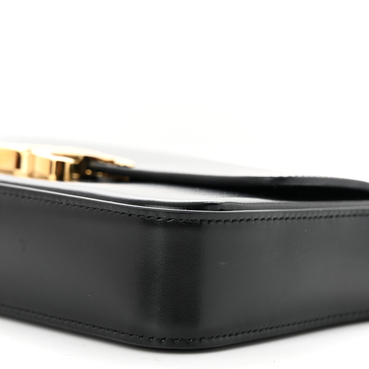 Shiny Calfskin Triomphe Chain Shoulder Bag Black
