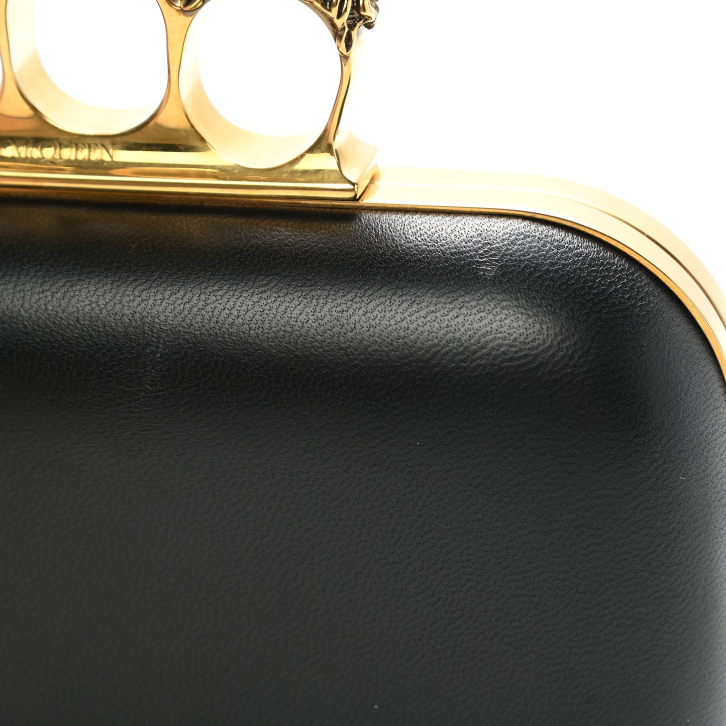 Nappa Skull Knuckle Duster Box Clutch Black