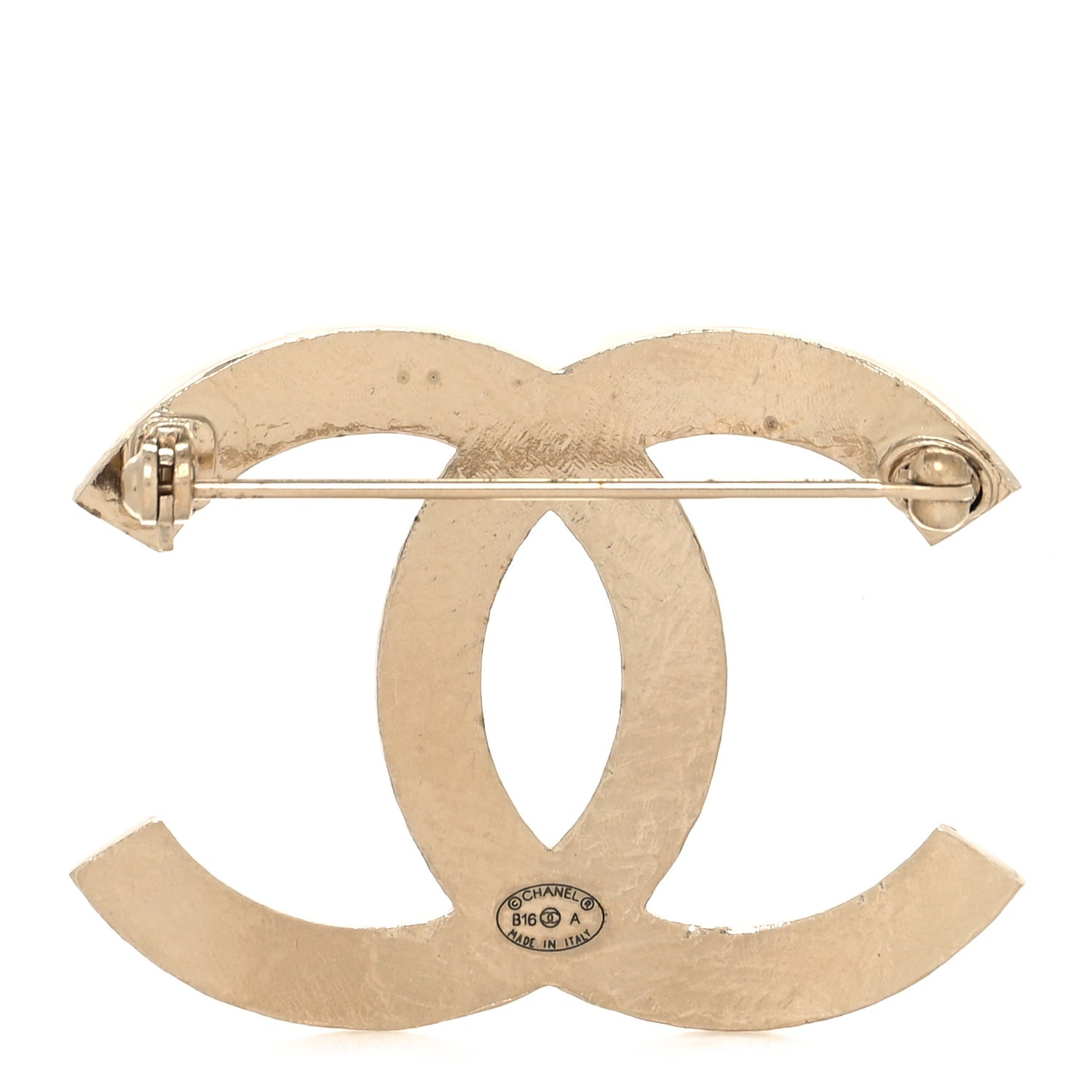 Quilted CC Brooch Light Gold