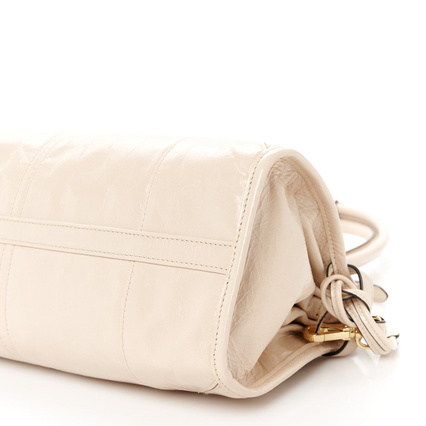 Glossy Calfskin Triangle Medium Bonnie Shoulder Bag Travertine