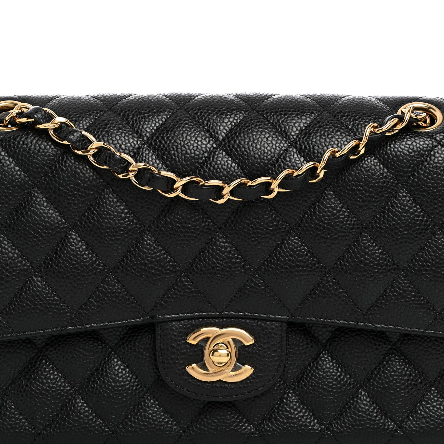 Caviar Quilted Medium Double Flap Black
