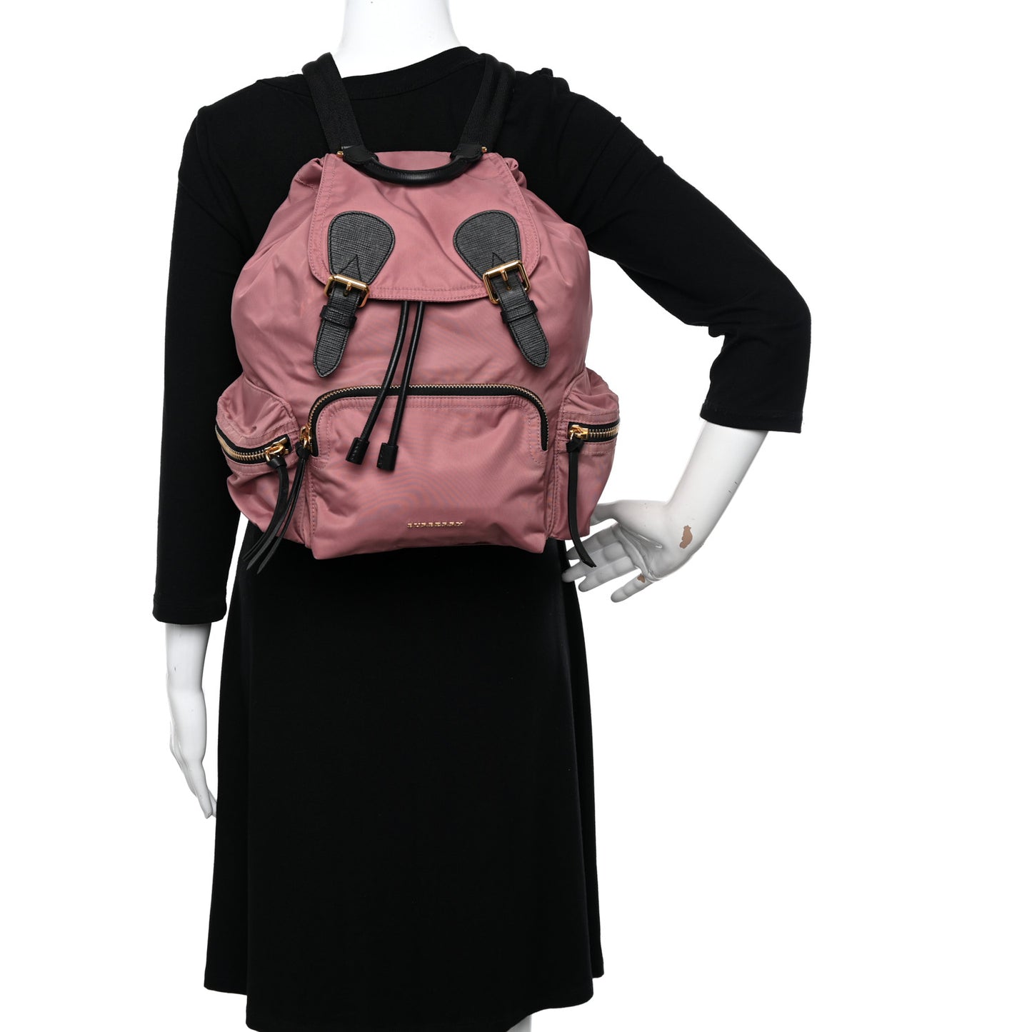 Nylon Medium Rucksack Backpack Mauve Pink