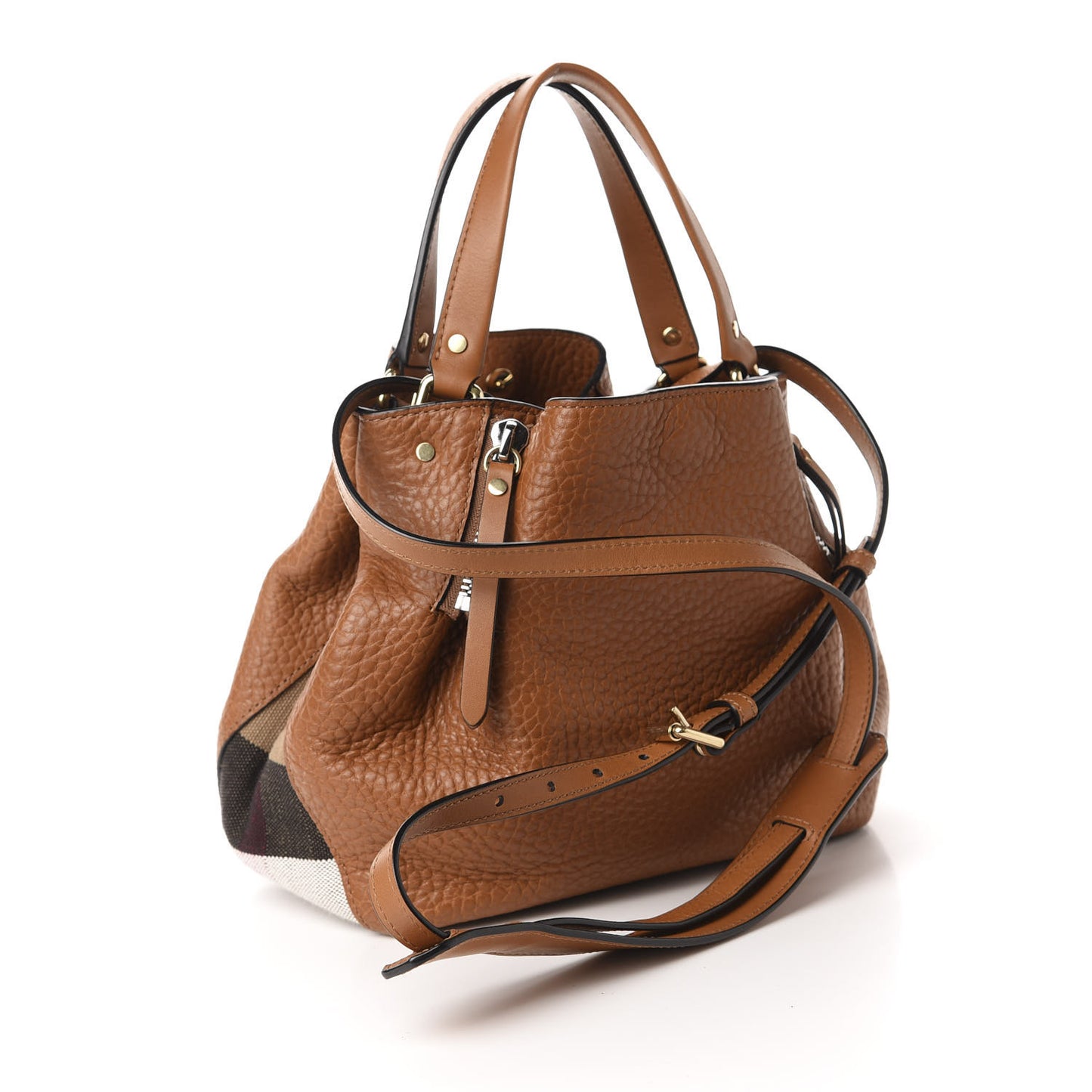 Grainy Calfskin House Check Small Maidstone Saddle Brown