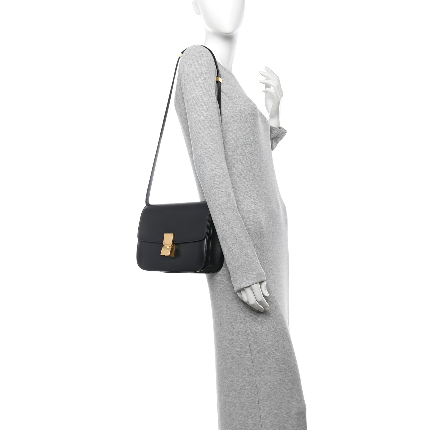Box Calfskin Medium Classic Box Flap Bag Black
