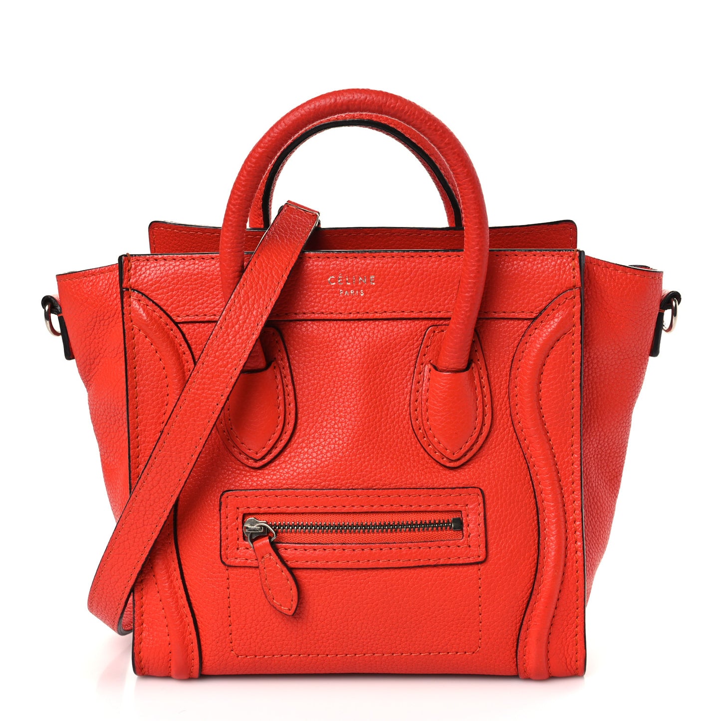 Drummed Calfskin Nano Luggage Vermillion