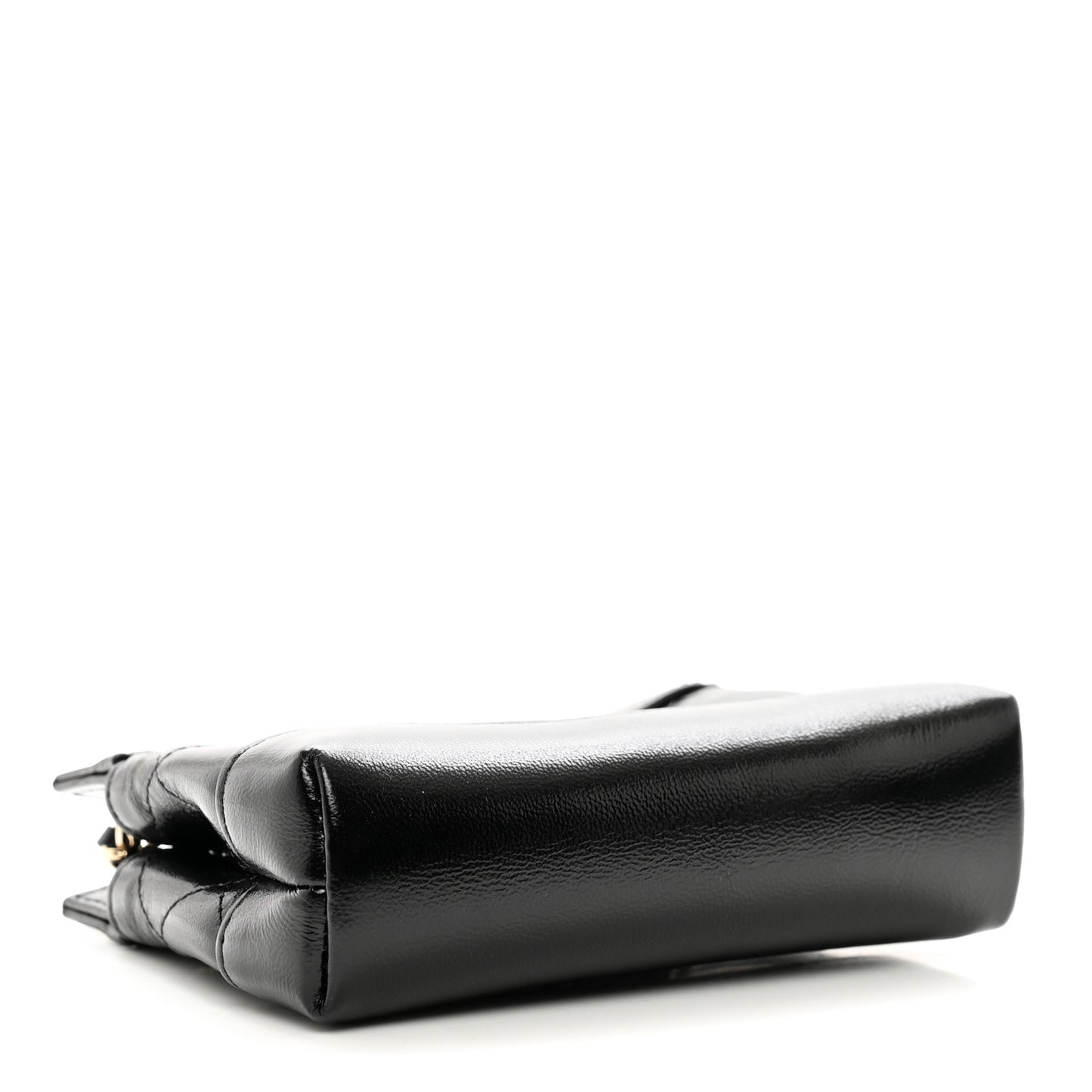 Shiny Lambskin Quilted Micro 31 Clutch With Chain Black