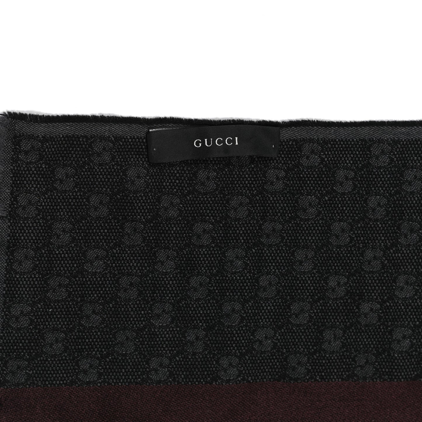 Wool Silk GG Monogram Web Verbier Fringe Scarf Charcoal