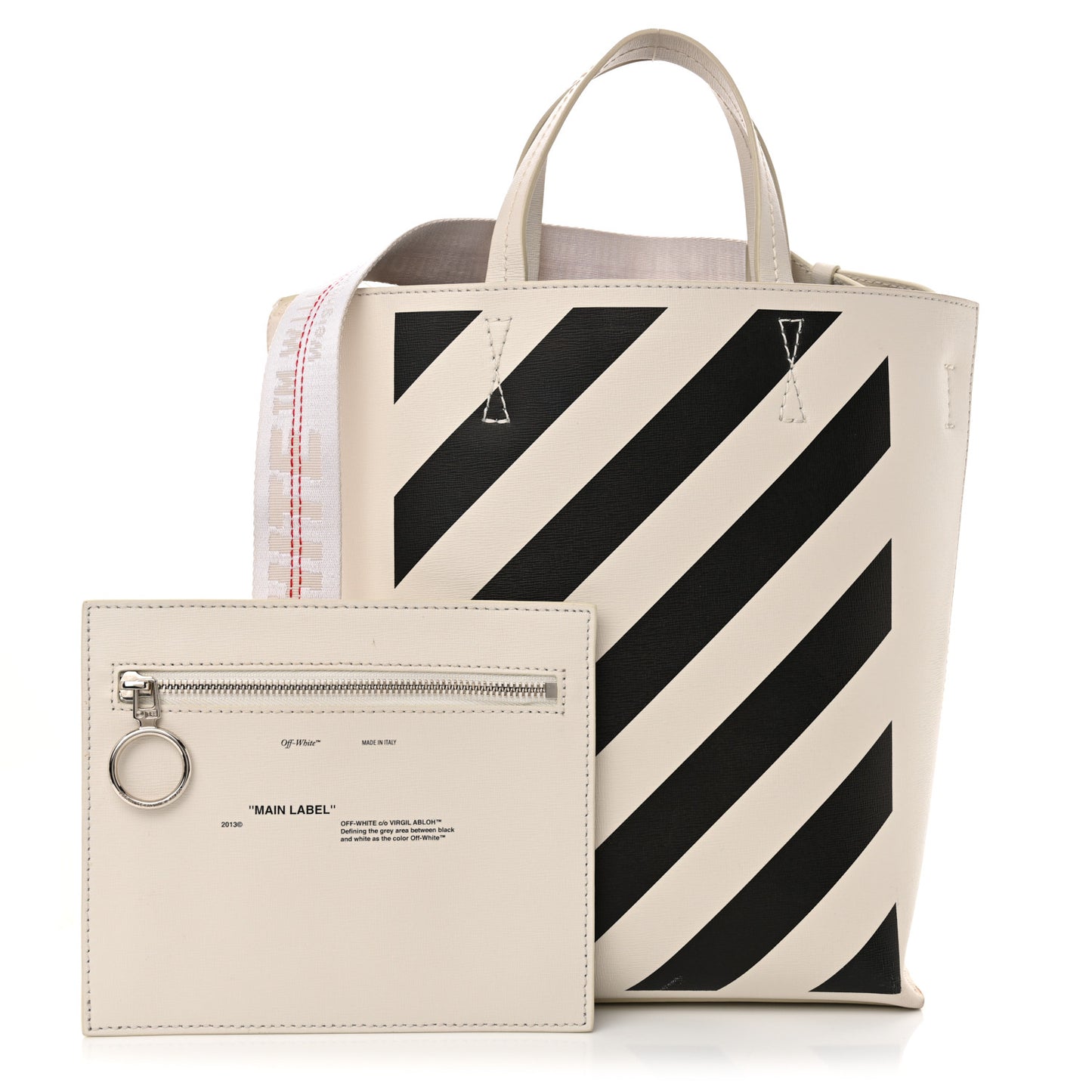 Saffiano Striped Diag Binder Crossbody White