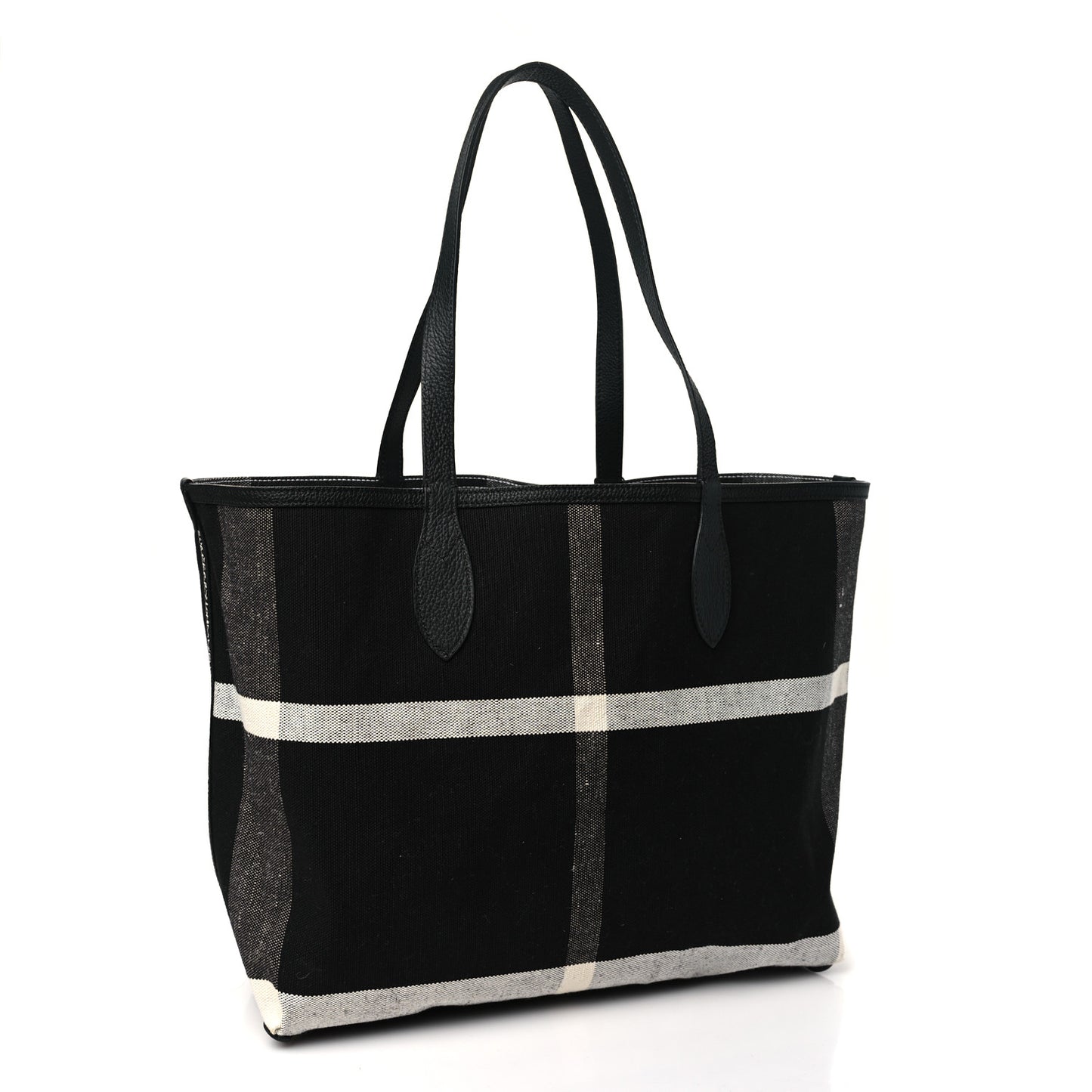 Coated Canvas Mega Check Medium Doodle Tote Black White