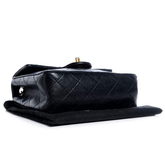 Lambskin Quilted Mini Square Flap Black