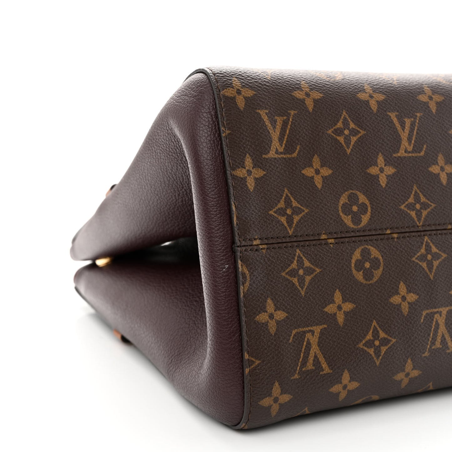 Calfskin Monogram Fold Tote MM Black Wine Cream