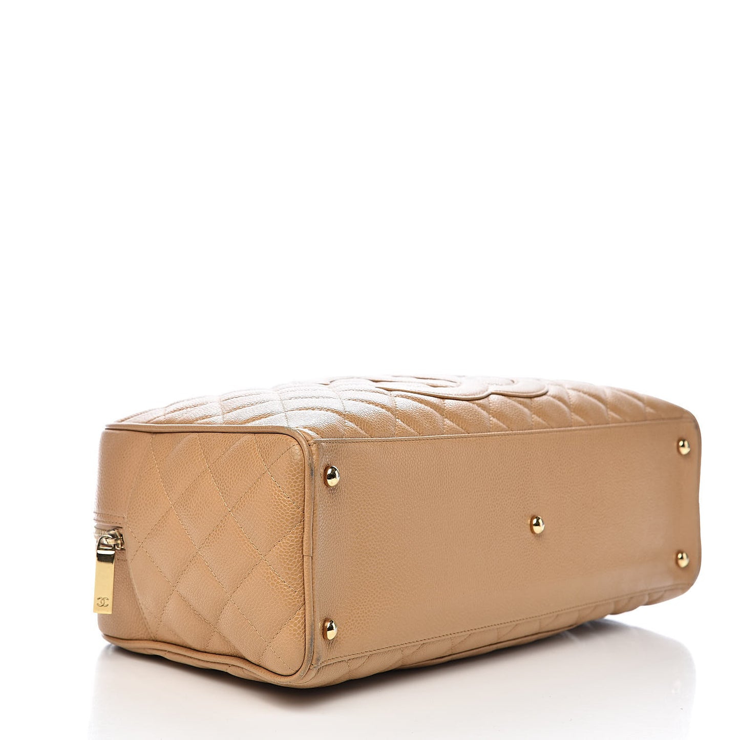 Caviar Quilted Large Bowler Bag Beige