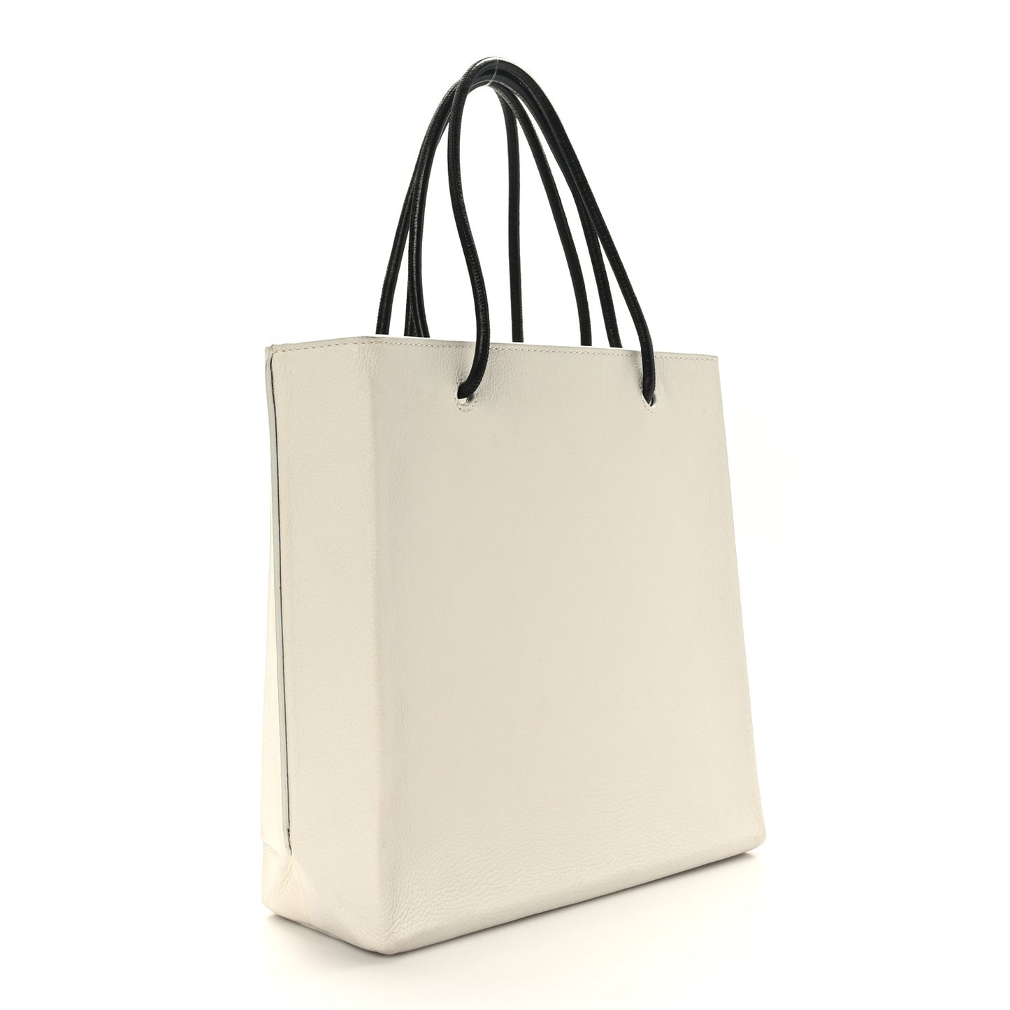 Calfskin Logo Small Shopping Tote White