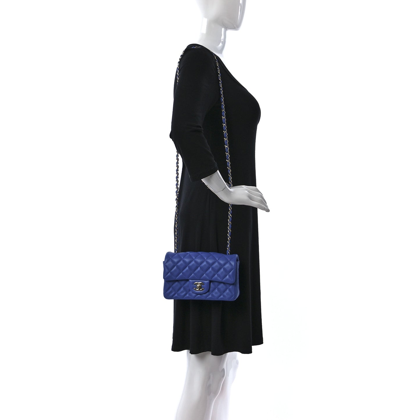 Lambskin Quilted Mini Rectangular Flap Royal Blue