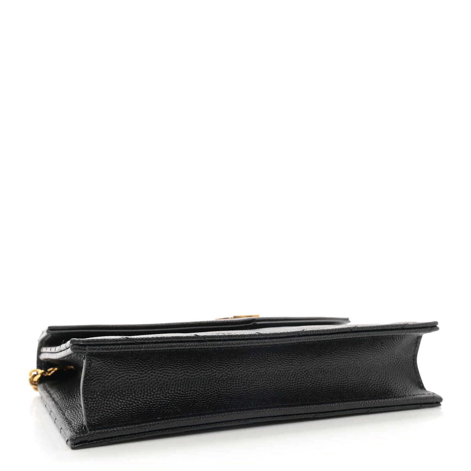 Saint Laurent Grain De Poudre Matelasse Chevron Monogram Envelope Chain Wallet Black 3 of 9