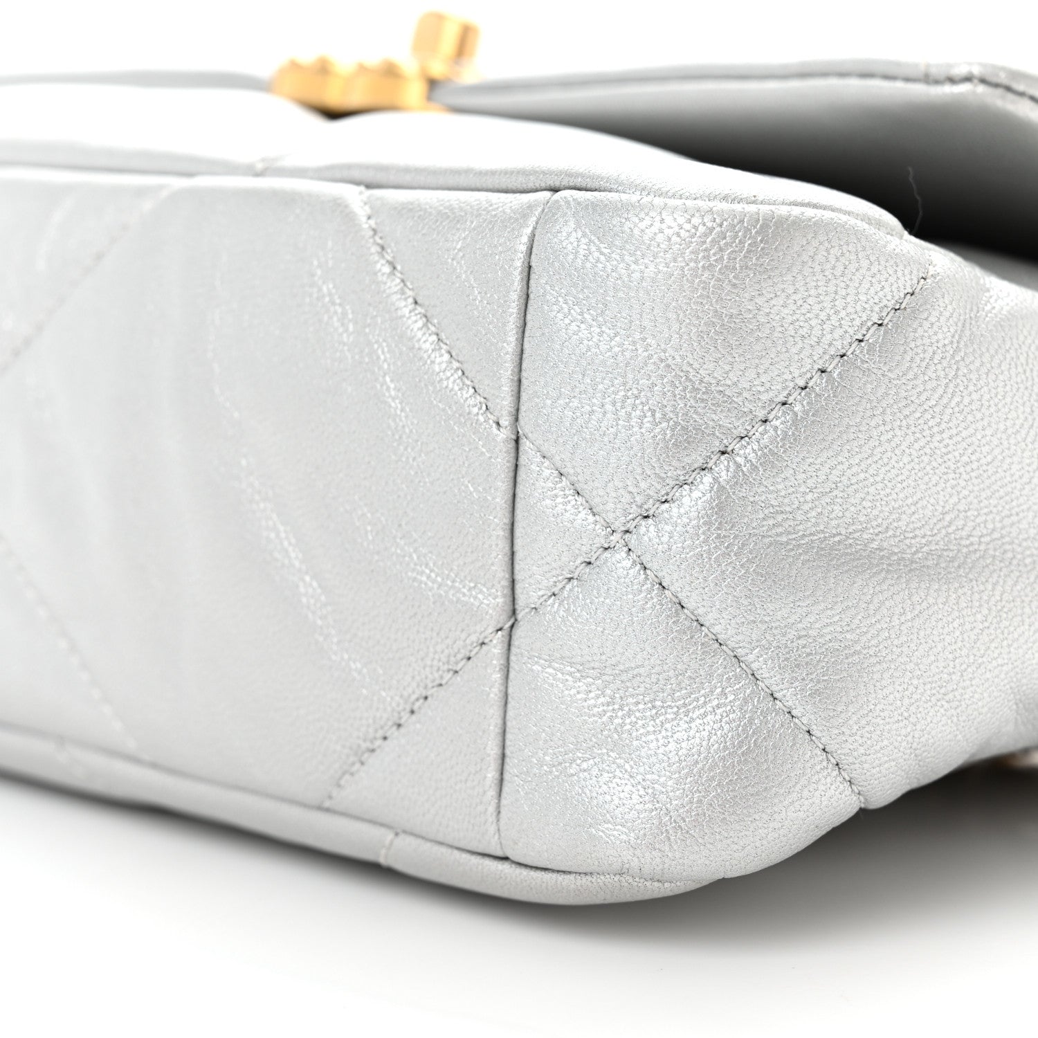 Chanel Metallic Goatskin Quilted Medium Chanel 19 Flap Silver 10 of 10