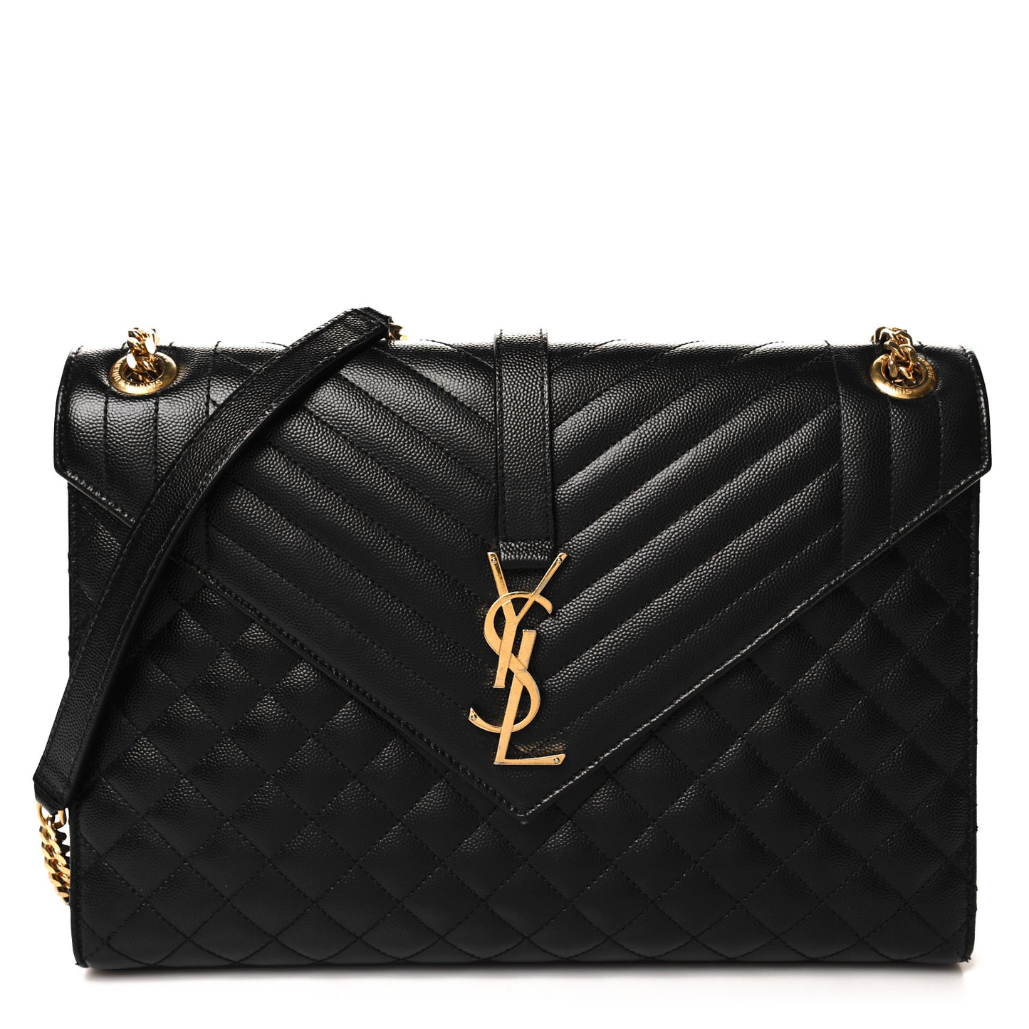 Grain De Poudre Textured Mixed Matelasse Large Triquilt Monogram Satchel Black