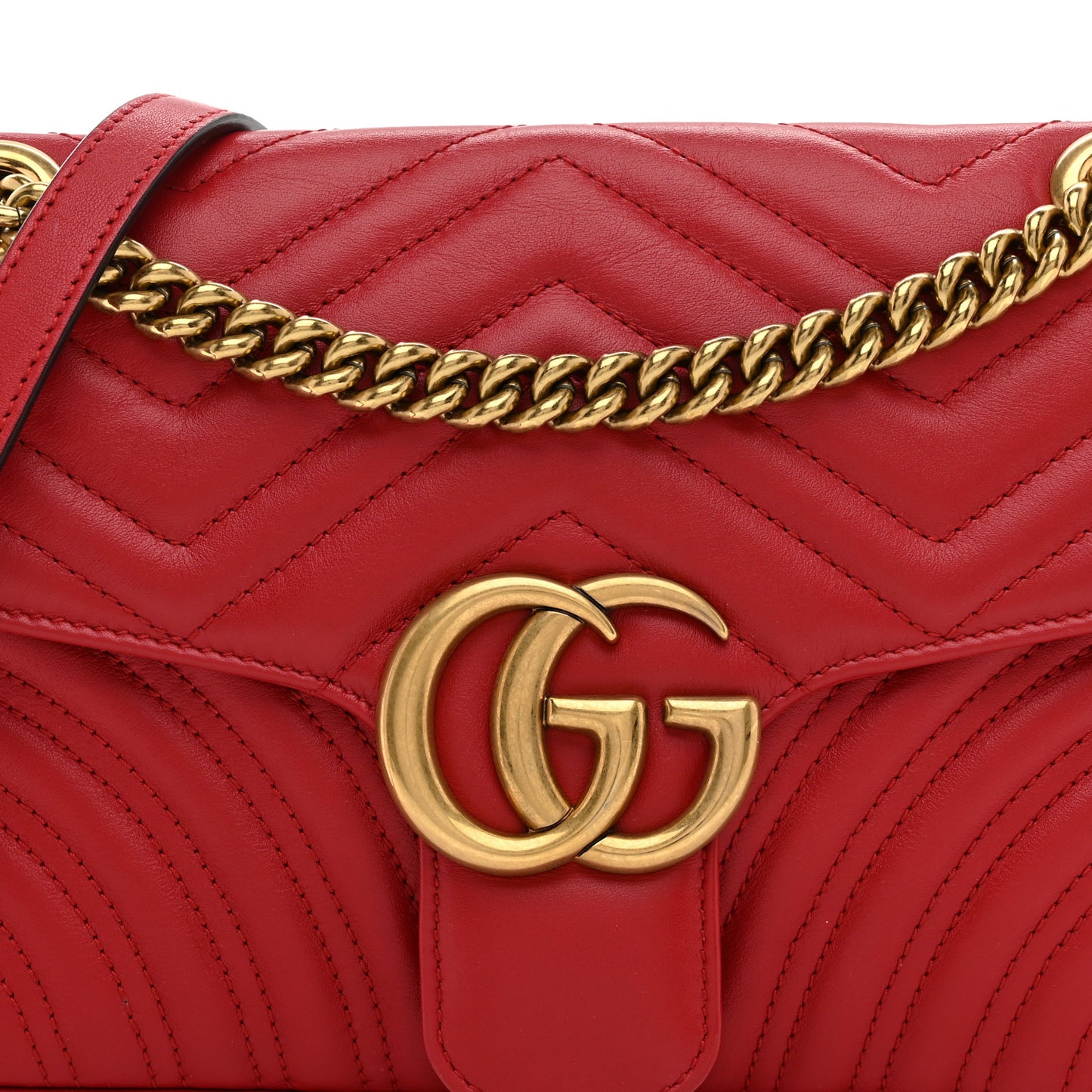 Calfskin Matelasse Small GG Marmont Shoulder Bag Hibiscus Red