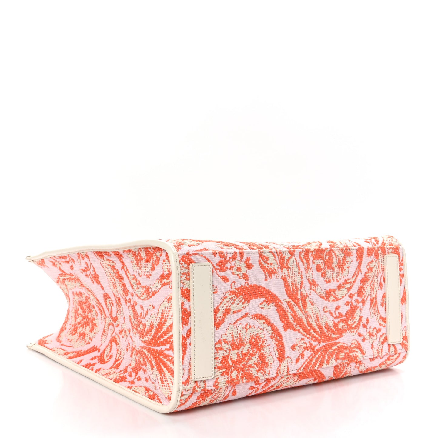 Raffia Barocco Large Athena Tote Coral
