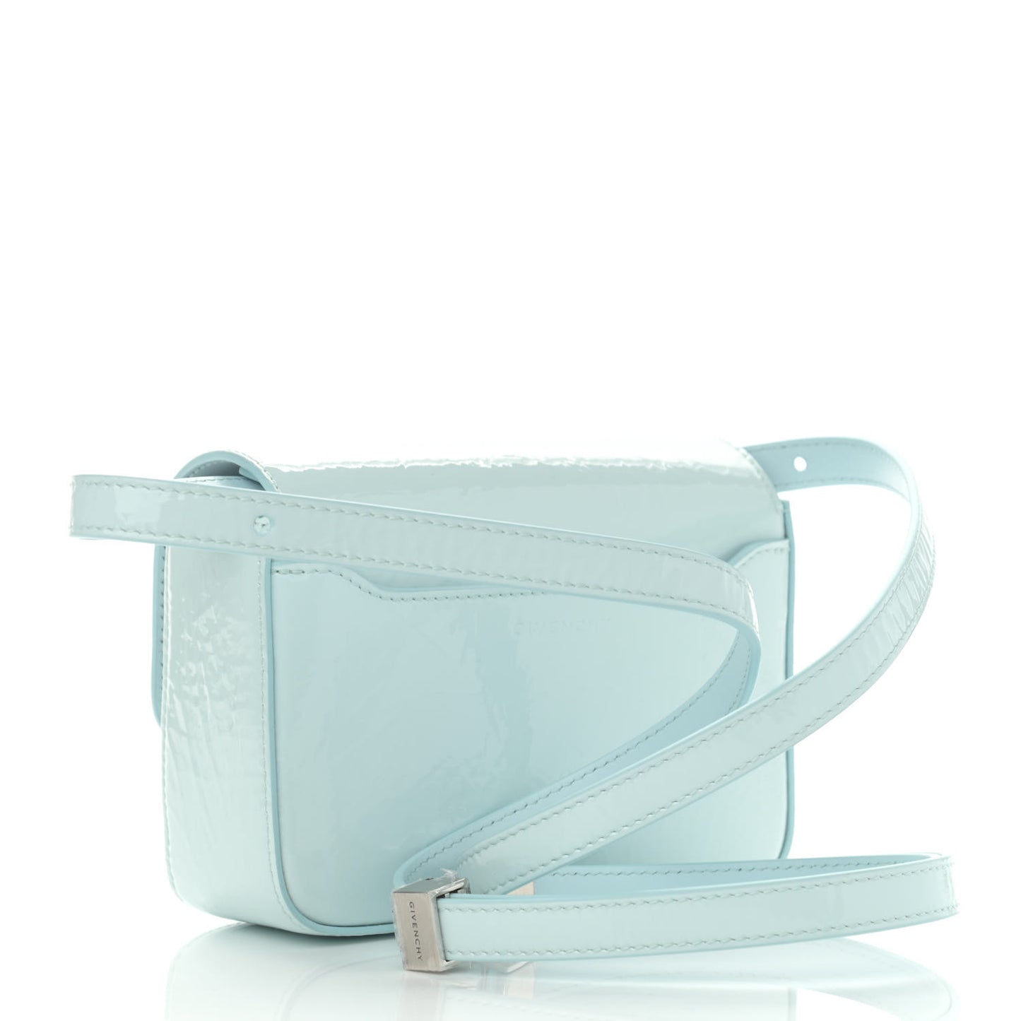 Patent Textured Goatskin Mini 4G Crossbody Sky Blue