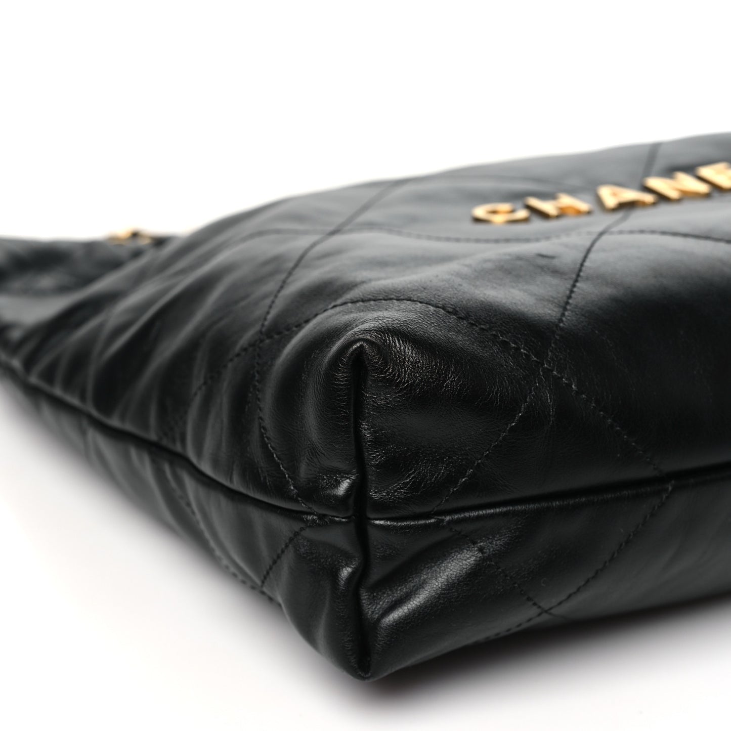 Shiny Calfskin Quilted Small Chanel 22 Black