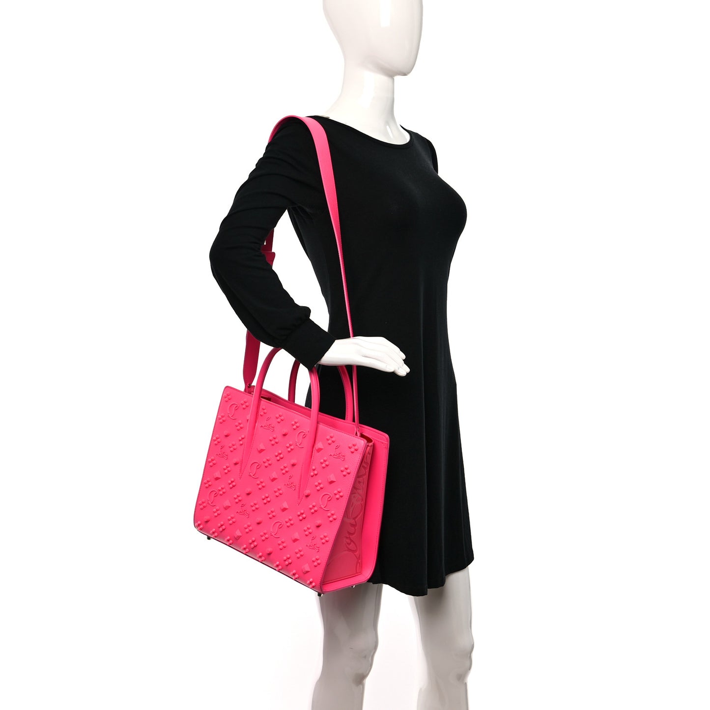 Calfskin Spikes Loubinthesky Medium Paloma Fuchsia