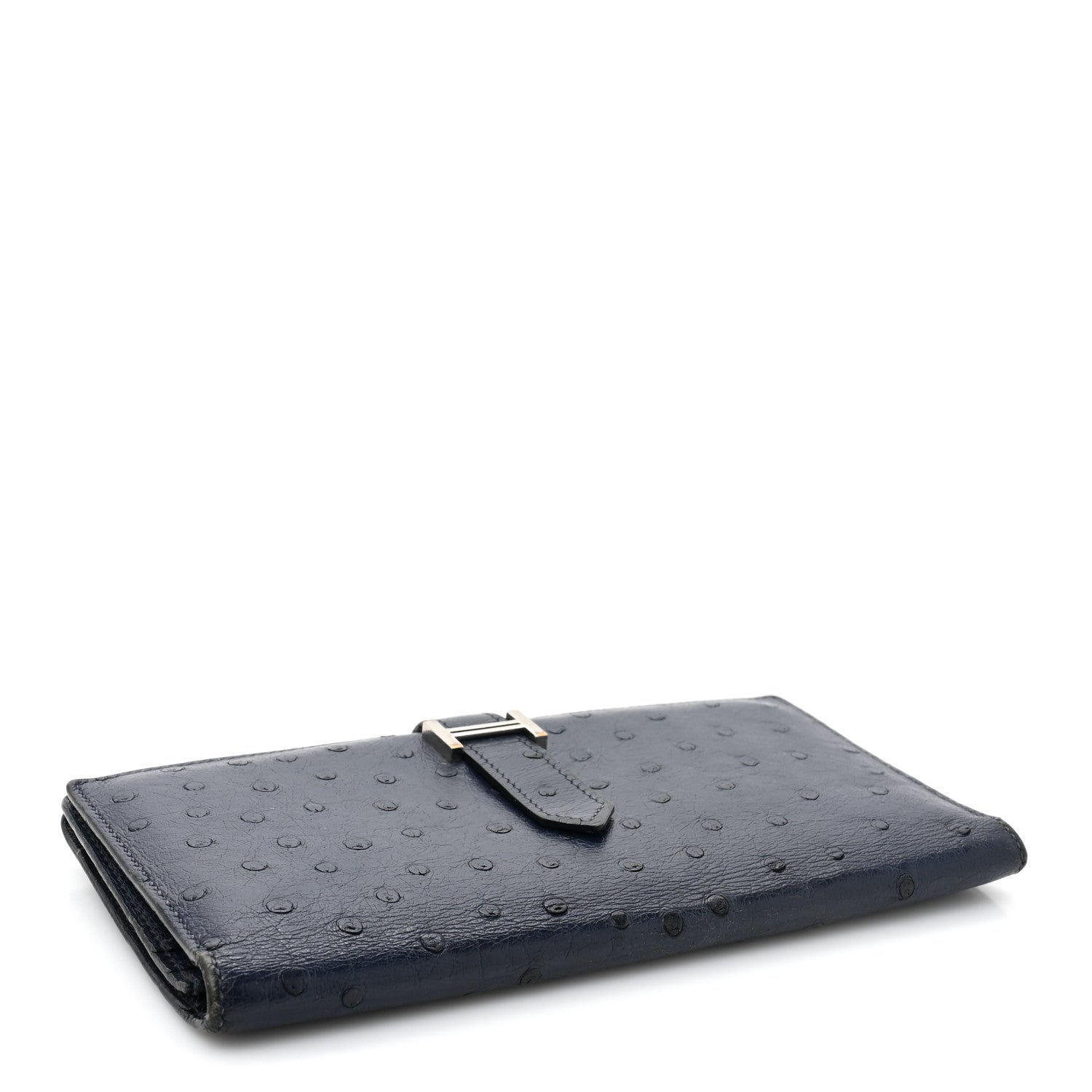 Hermes Ostrich Bearn Wallet Bleu Iris 4 of 17