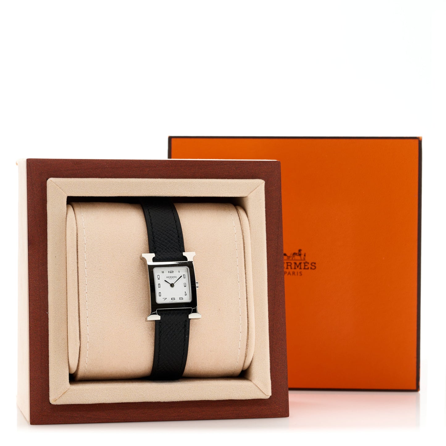 Stainless Steel Epsom 21mm Heure H Hour Quartz Watch Noir