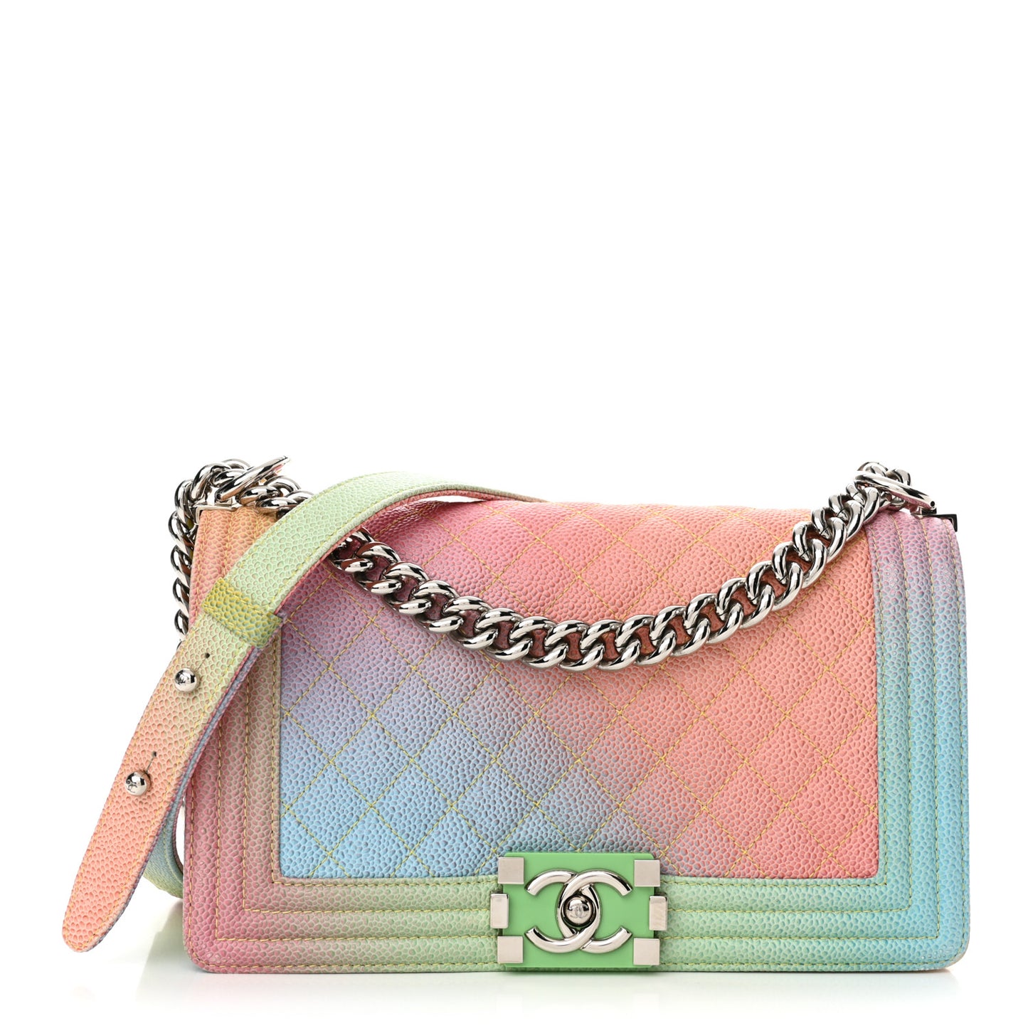 Caviar Quilted Medium Cuba Rainbow Boy Flap Multicolor