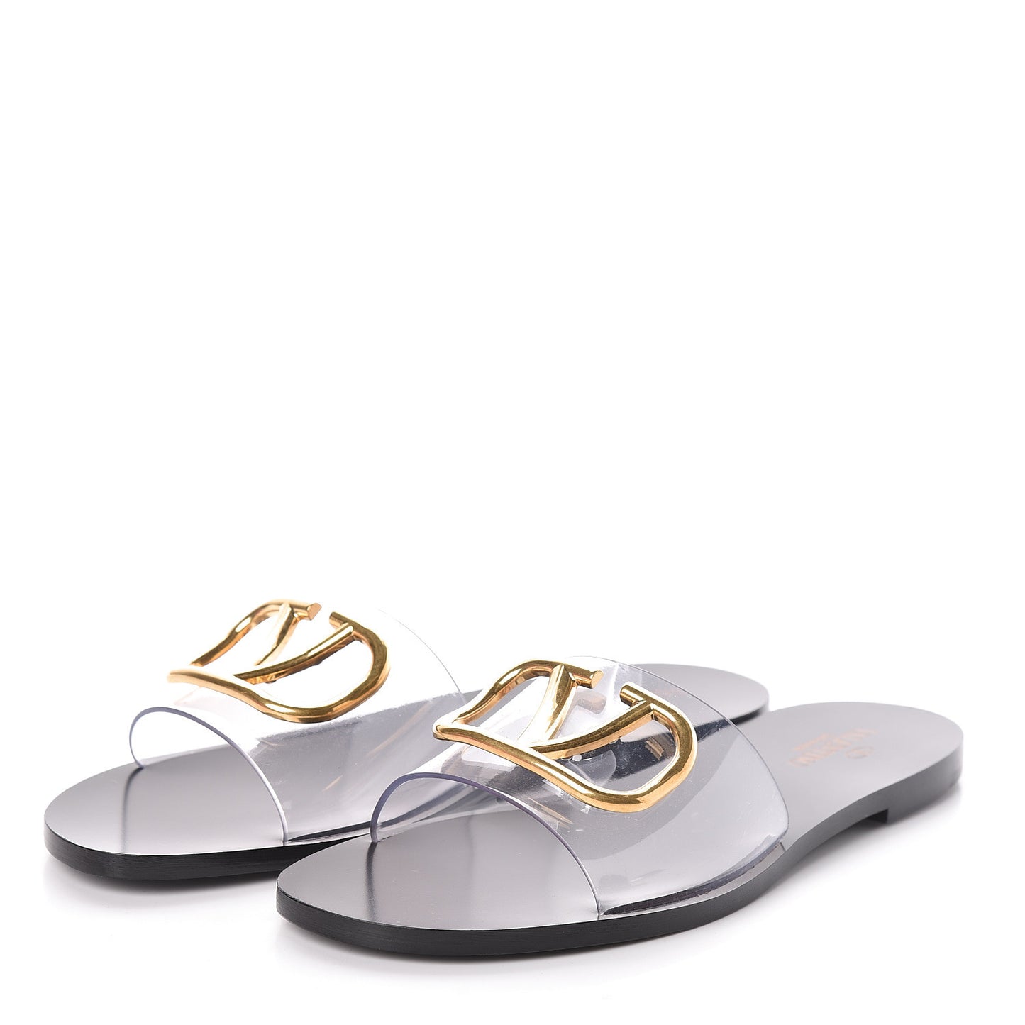 PVC Transparent Vlogo Flat Slide Sandals 39 Black