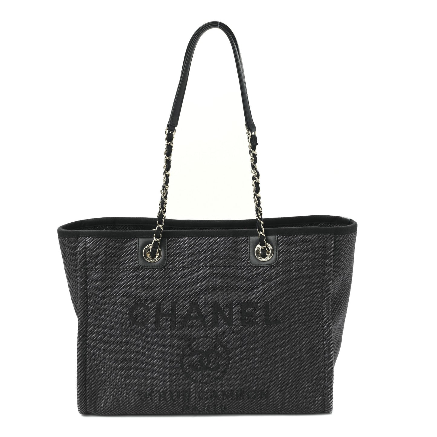 Mixed Fibers Calfskin Small Deauville Tote Black