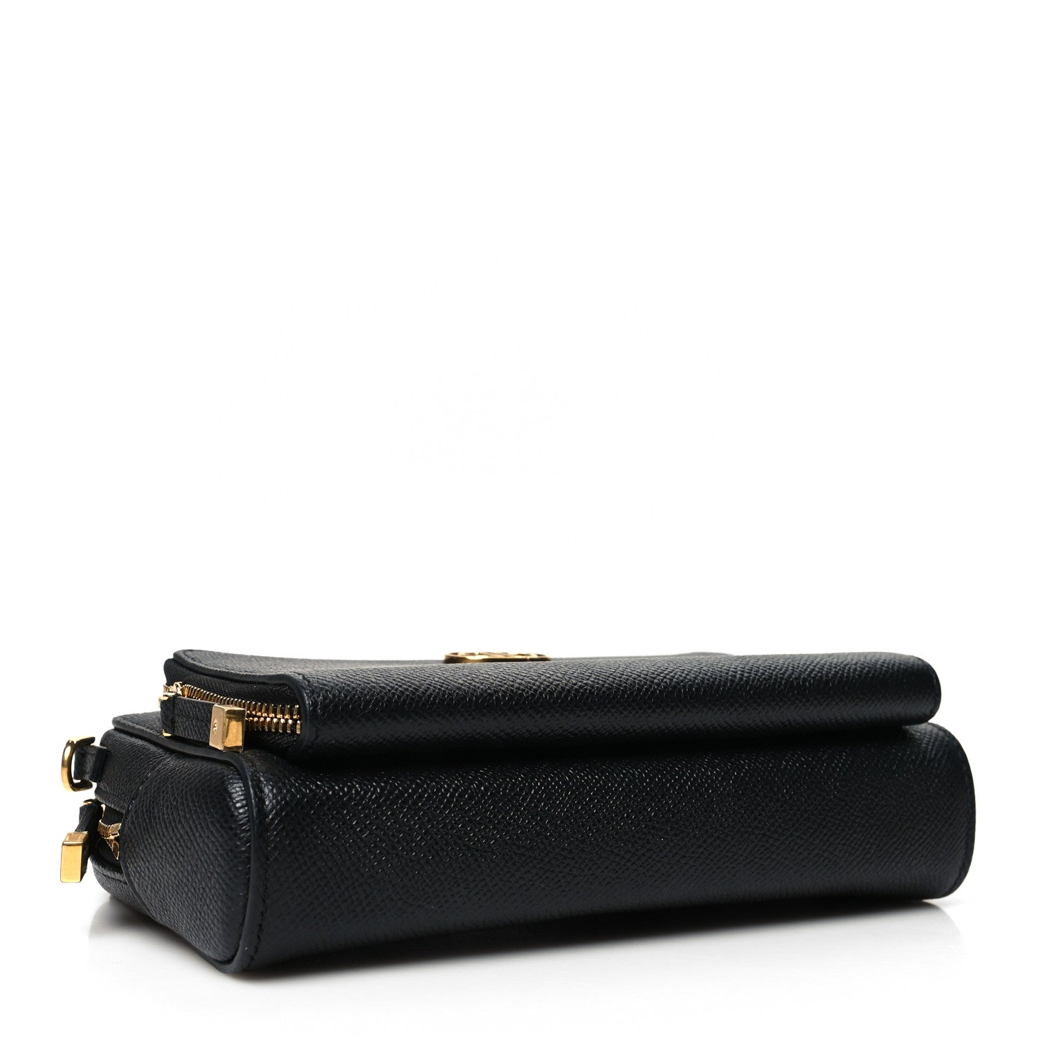 Christian Dior Grained Calfskin Caro Double Pouch Black 3 of 9