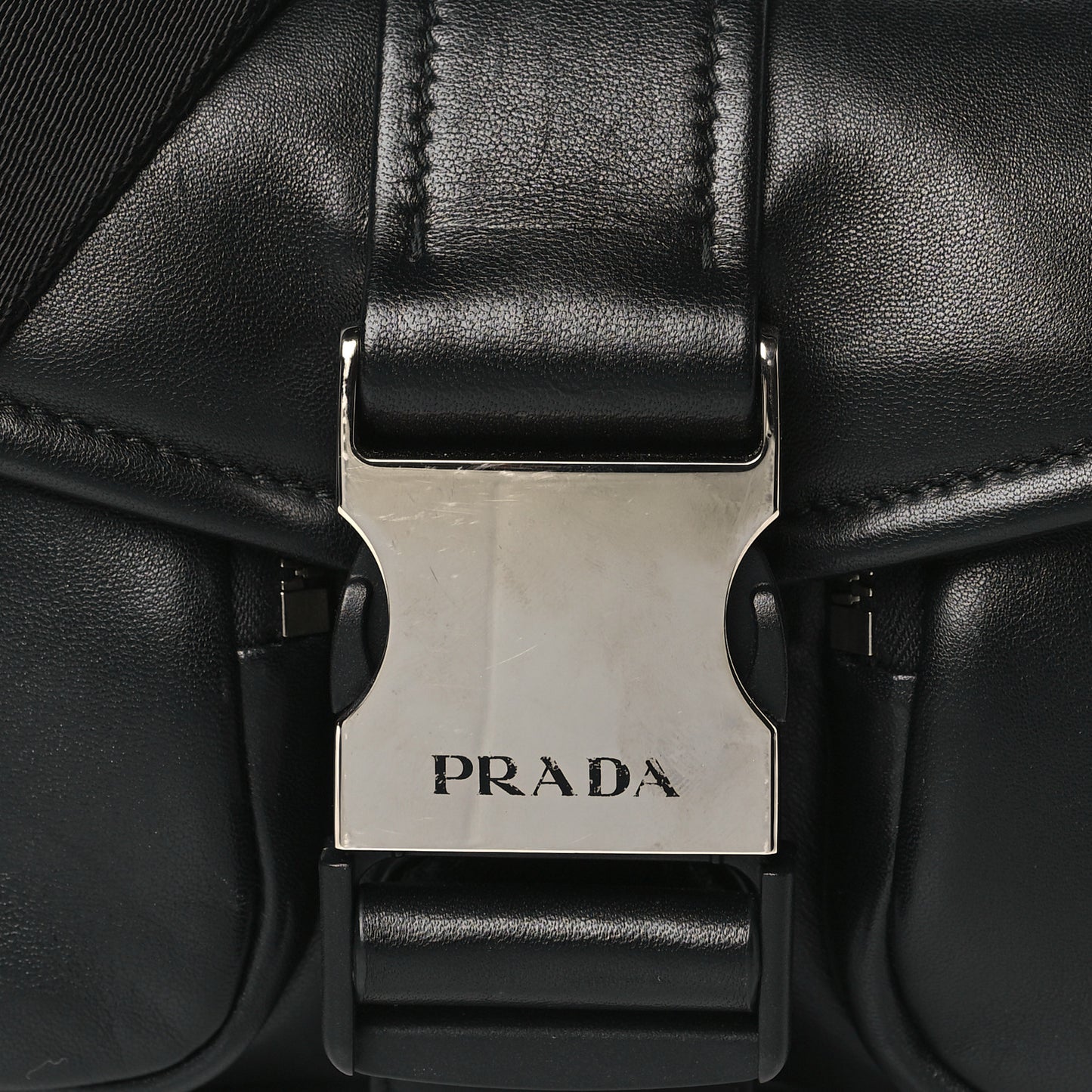 Nappa Double Pocket Buckle Shoulder Bag Black