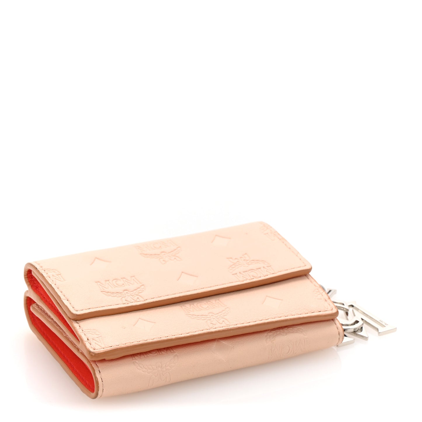 Calfskin Ottomar Monogram Tri-Fold Wallet Hot Coral