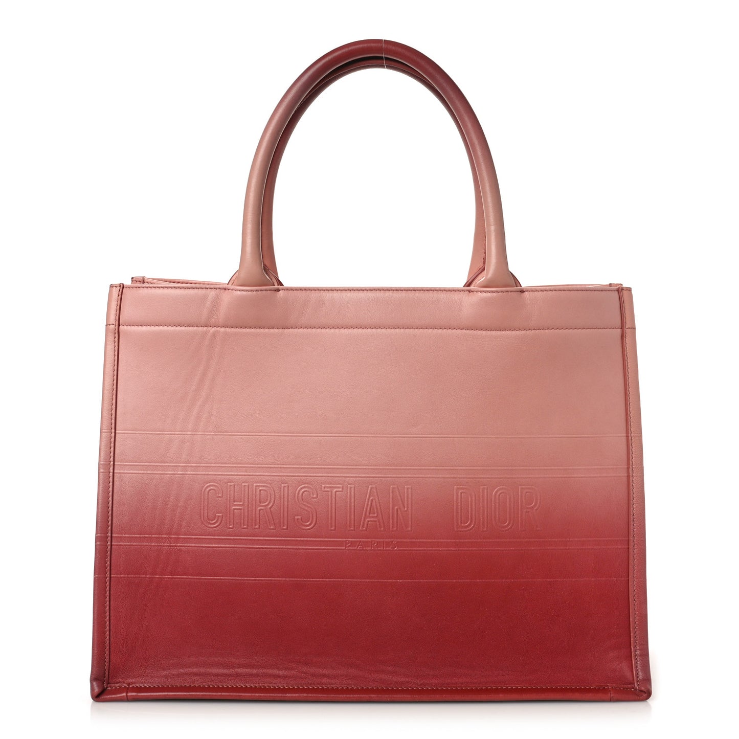 Gradient Smooth Calfskin Embossed Medium Book Tote Pink