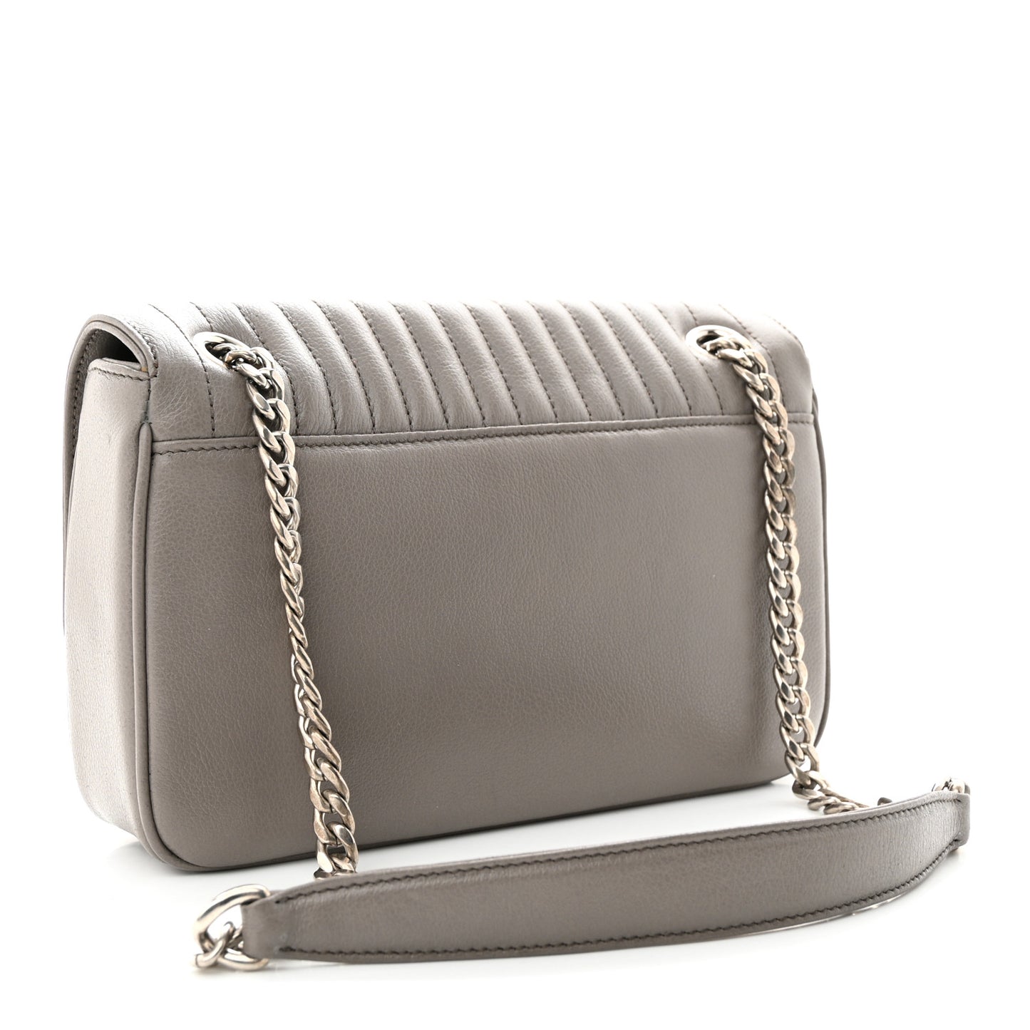 Glace Calfskin Impunture Diagramme Sound Flap Chain Crossbody Bag Argilla