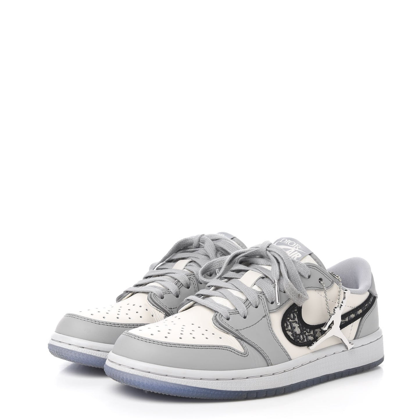 X NIKE AIR JORDAN Calfskin Mens Oblique Low Sneakers 39 Beige White