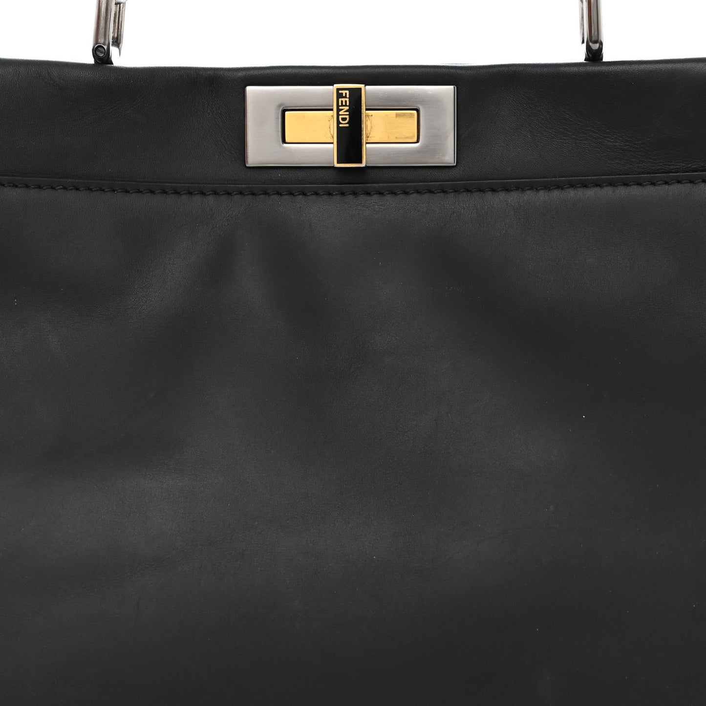 Vitello Suede Medium Peekaboo Iconic Satchel Black