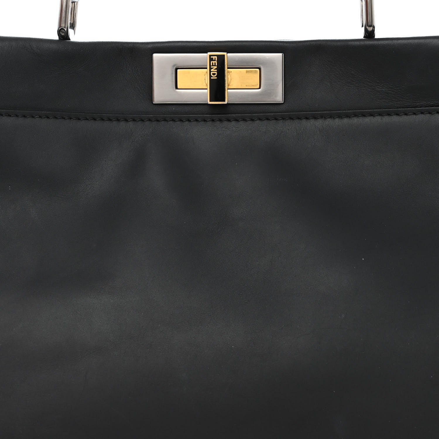 Fendi Vitello Suede Medium Peekaboo Iconic Satchel Black 9 of 16