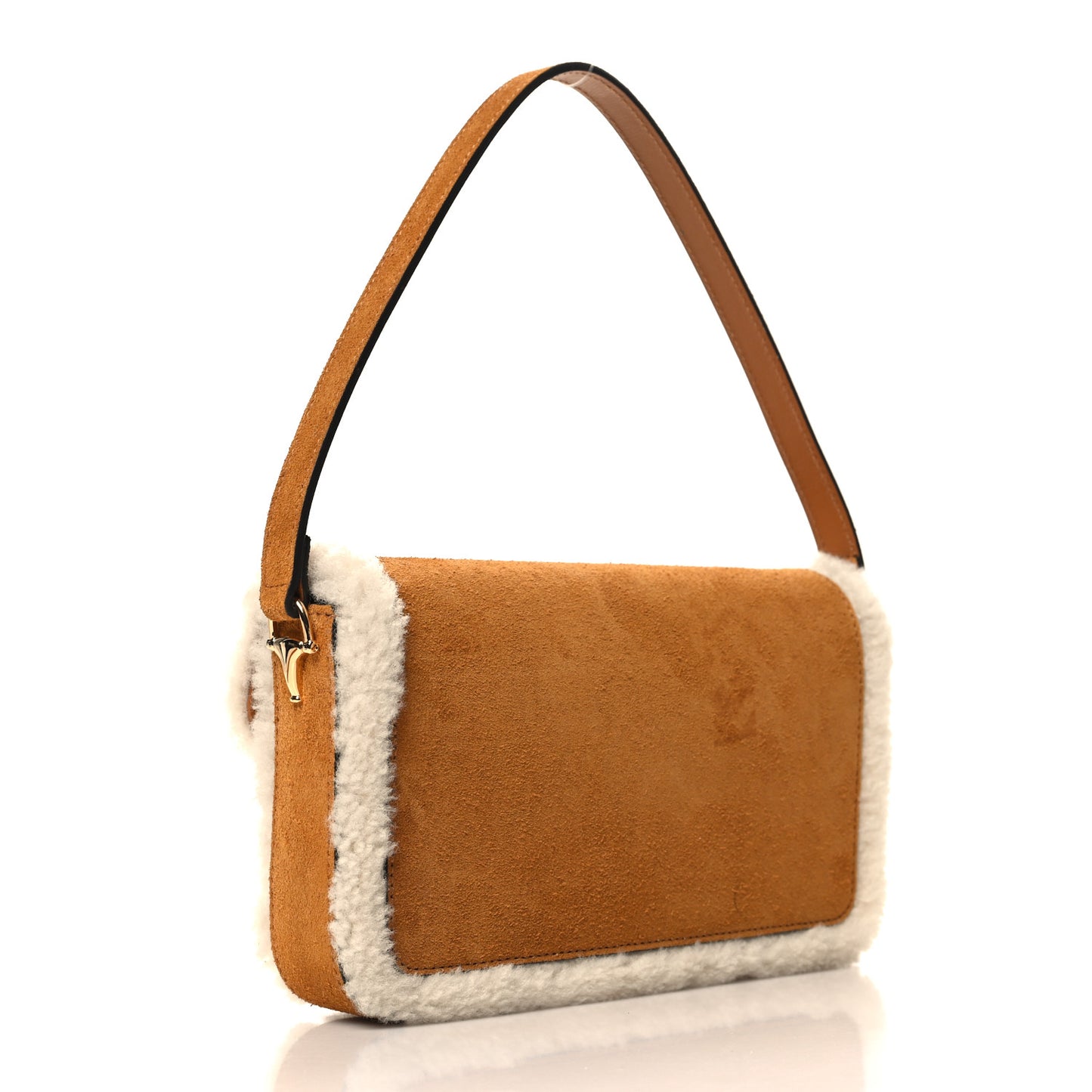Suede Shearling Horsebit Mini 1955 Shoulder Bag Honey Beige Milk