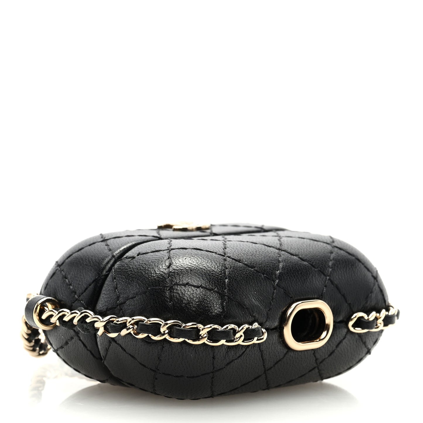 Lambskin Quilted Chain Around Airpods Pro Case With Chain Black