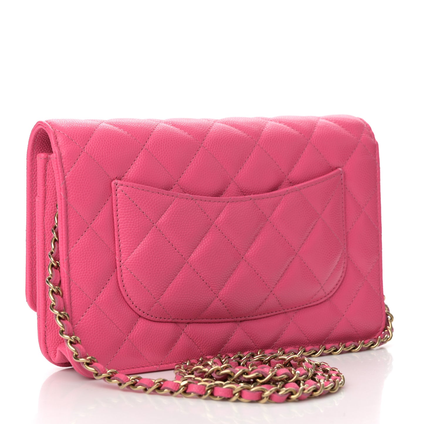 Caviar Quilted Wallet on Chain WOC Rose
